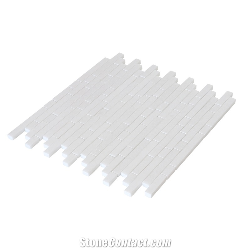 Linear Style Thassos White Marble Linear Mosaic
