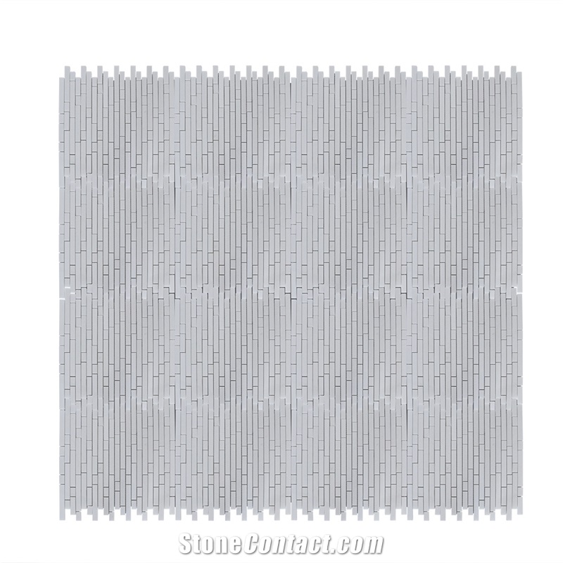 Linear Style Thassos White Marble Linear Mosaic