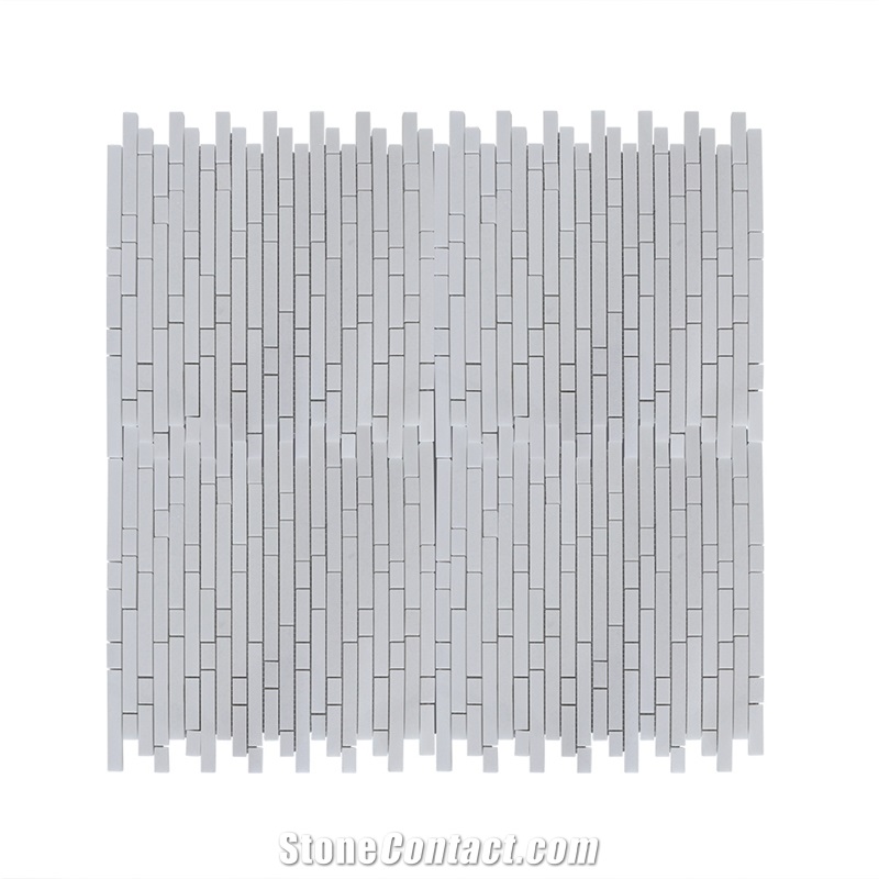 Linear Style Thassos White Marble Linear Mosaic