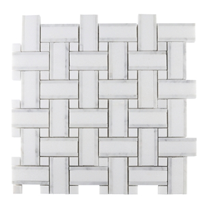 Thassos White Basketwave Marble Mosaic