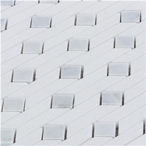 Thassos White Marble White and Blue Mosaic
