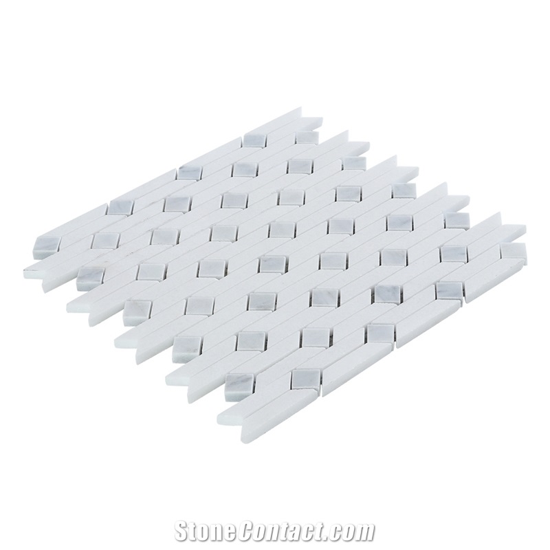 Thassos White Marble White and Blue Mosaic