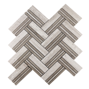 White Oak Blend Herringbone Marble Mosaic Tile White Oak Blend Herringbone Marble Mosaic Tile