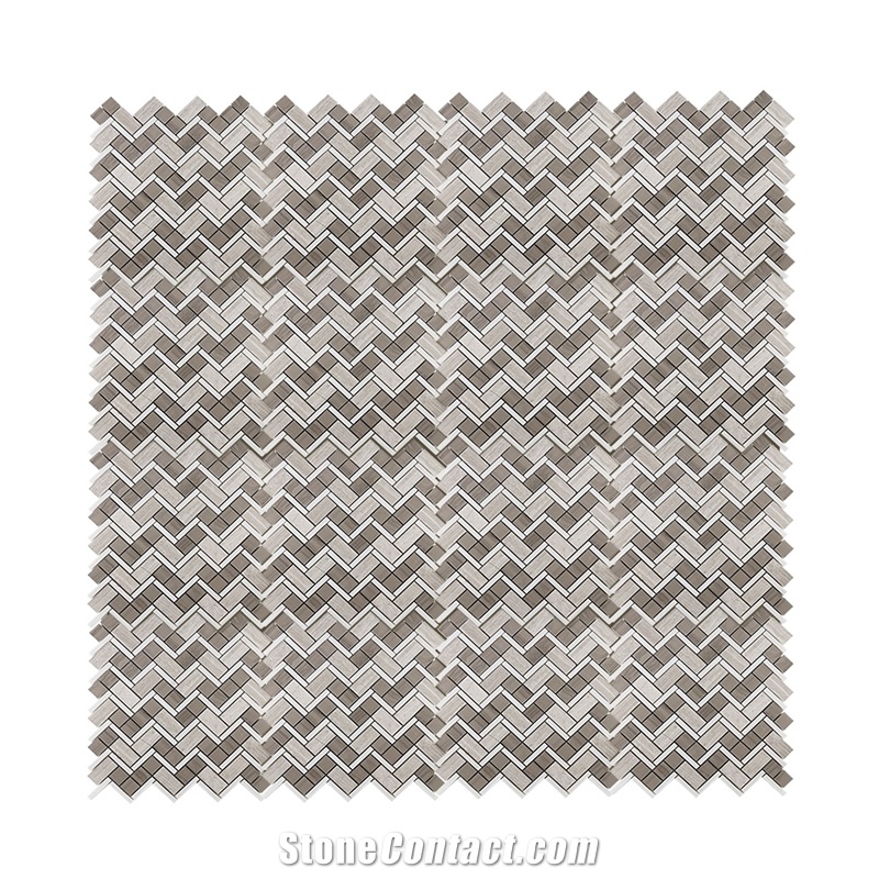 White Wood Athens Wood Blend Herringbone Mosaic