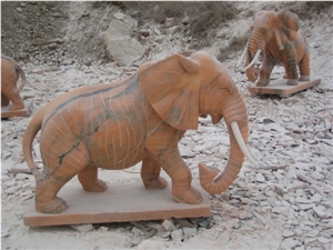 Marble Elephant Statue Animal Sculpture Landscape