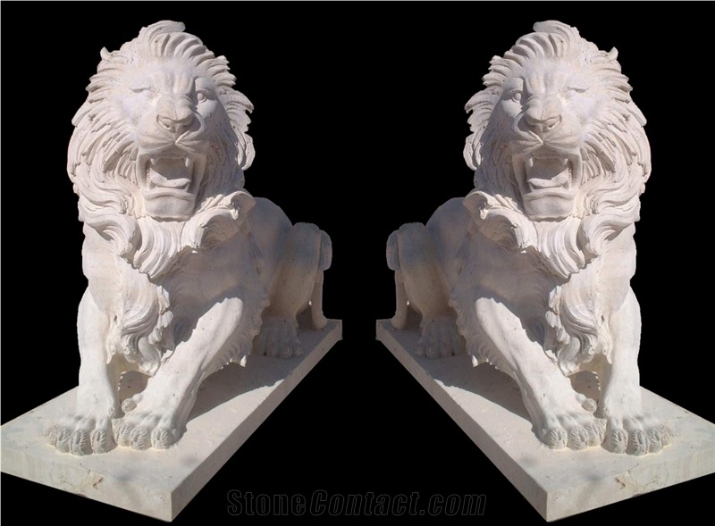 Marble Guardian Lion Guard Statue Animal Sculpture