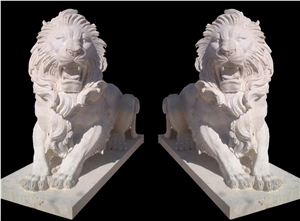 Marble Guardian Lion Guard Statue Animal Sculpture