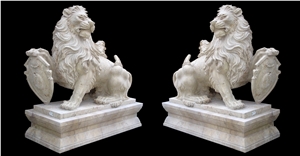 Marble Guardian Lion Guard Statue Animal Sculpture