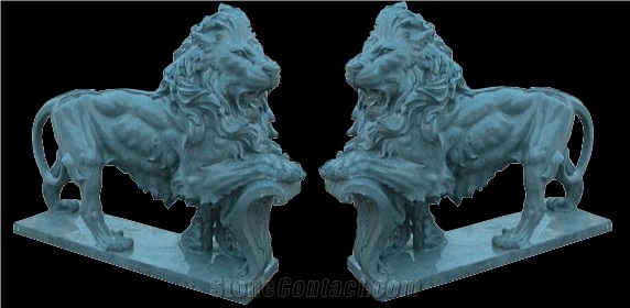 Marble Guardian Lion Guard Statue Animal Sculpture
