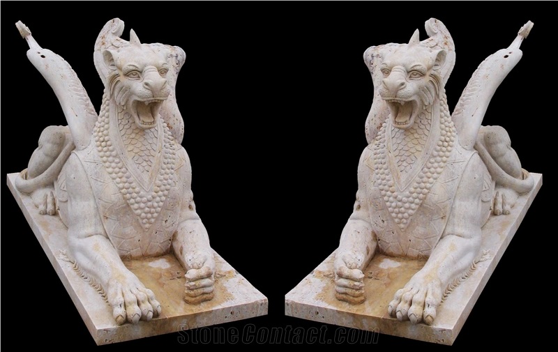 Marble Guardian Lion Guard Statue Animal Sculpture