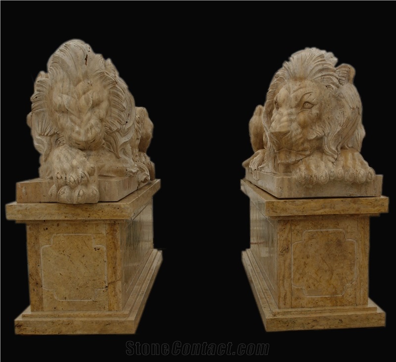 Marble Guardian Lion Guard Statue Animal Sculpture