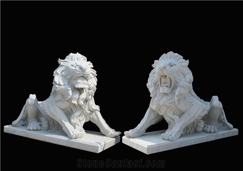 Marble Guardian Lion Guard Statue Animal Sculpture