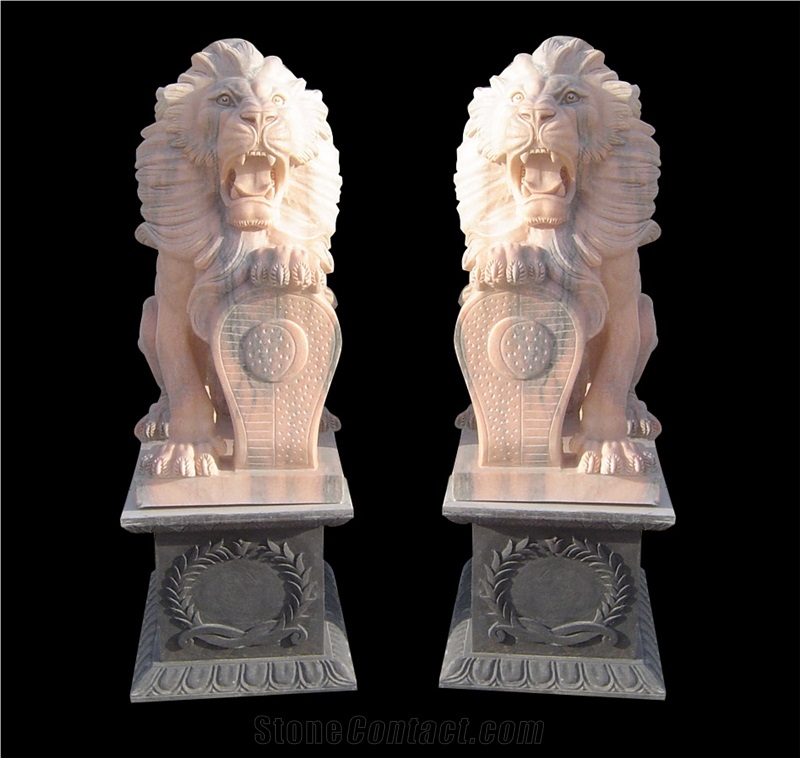 Marble Guardian Lion Guard Statue Animal Sculpture