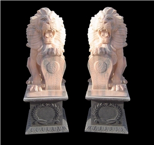 Marble Guardian Lion Guard Statue Animal Sculpture