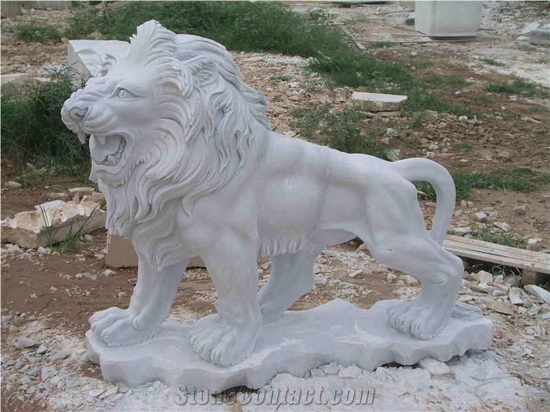 Marble Guardian Lion Guard Statue Animal Sculpture