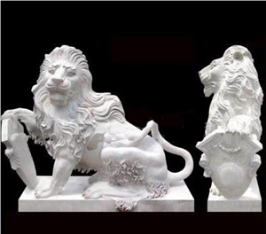 Marble Guardian Lion Guard Statue Animal Sculpture