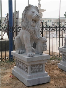 Marble Guardian Lion Guard Statue Animal Sculpture