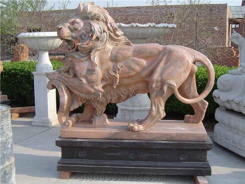 Marble Guardian Lion Guard Statue Animal Sculpture