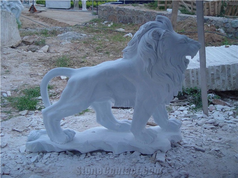 Marble Guardian Lion Guard Statue Animal Sculpture