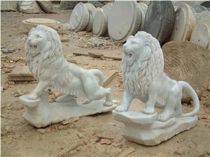 Marble Guardian Lion Guard Statue Animal Sculpture