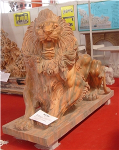 Marble Guardian Lion Statue Animal Sculpture