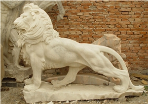 Marble Guardian Lion Statue Animal Sculpture Marble Guardian Lion Statue Animal Sculpture