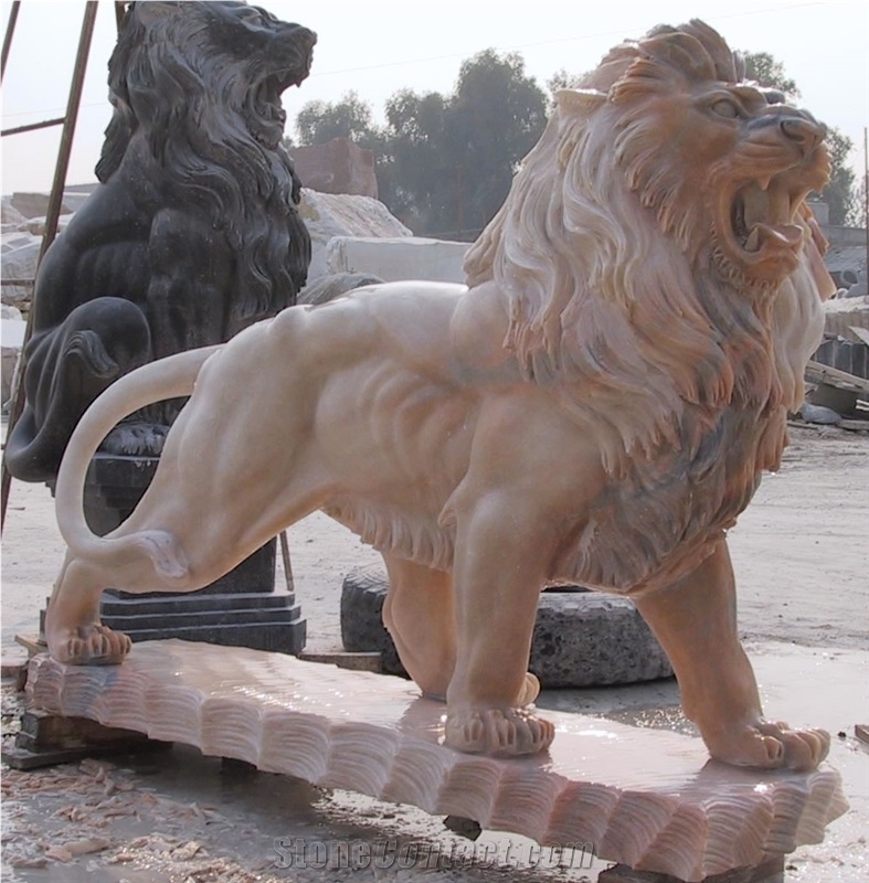 Marble Guardian Lion Statue Animal Sculpture