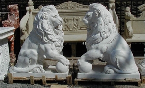 Marble Guardian Lion Statue Animal Sculpture Marble Guardian Lion Statue Animal Sculpture
