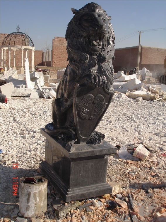 Marble Guardian Lion Statue Animal Sculpture