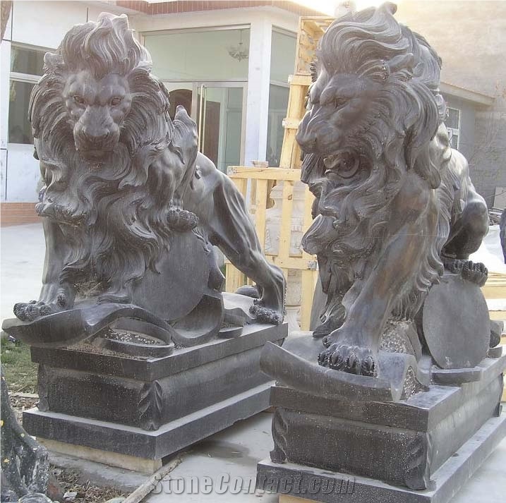 Marble Guardian Lion Statue Animal Sculpture