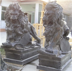 Marble Guardian Lion Statue Animal Sculpture