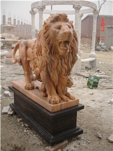 Marble Guardian Lion Statue Animal Sculpture