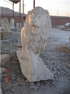 Marble Guardian Lion Statue Animal Sculpture