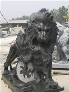 Marble Guardian Lion Statue Animal Sculpture