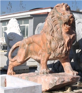 Marble Guardian Lion Statue Animal Sculpture
