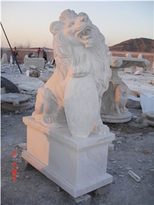 Marble Guardian Lion Statue Animal Sculpture Marble Guardian Lion Statue Animal Sculpture