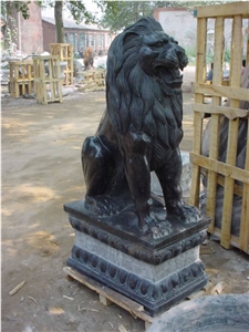 Marble Guardian Lion Statue Animal Sculpture