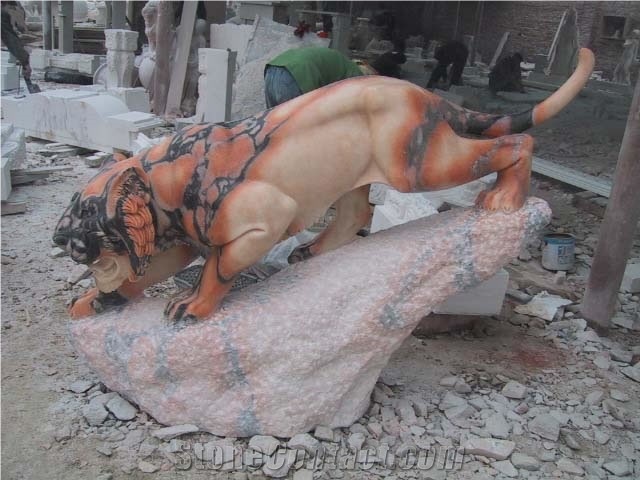 Marble Guardian Lion Statue Animal Sculpture