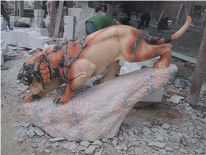 Marble Guardian Lion Statue Animal Sculpture