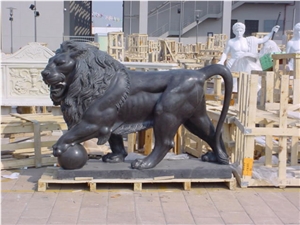 Marble Guardian Lion Statue Animal Sculpture