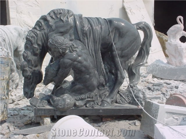 Marble Guardian Lion Statue Animal Sculpture
