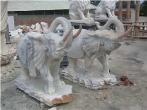 Marble Guardian Lion Statue Animal Sculpture
