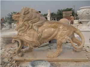 Marble Guardian Lion Statue Animal Sculpture