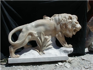 Marble Guardian Lion Statue Animal Sculpture