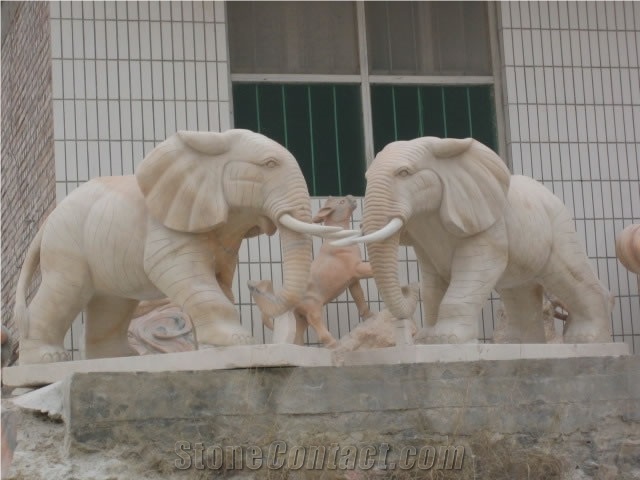 Marble Guardian Lion Statue Animal Sculpture