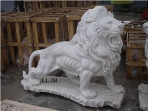 Marble Guardian Lion Statue Animal Sculpture