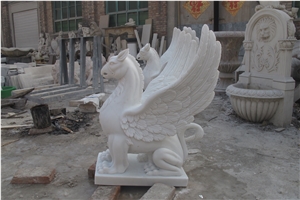Marble Guardian Lion Statue Animal Sculpture