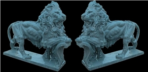 Travertie Guardian Lion Statue Animal Sculpture