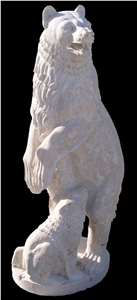 Travertine Stone Bear Statue Animal Sculpture