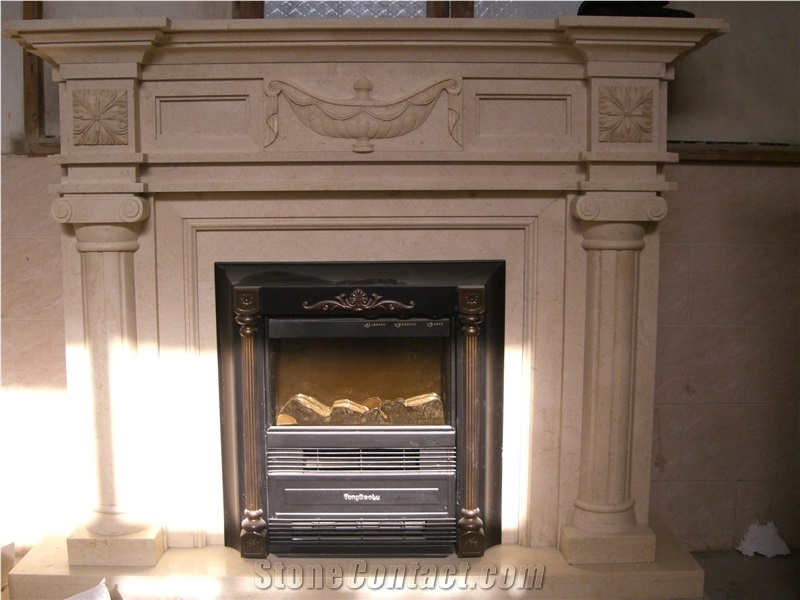 Indoor Marble Fireplace Handcarved Customized